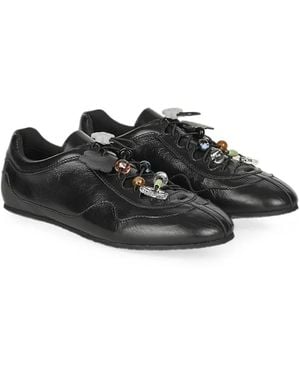 Cecilie Bahnsen Blaise Bead-Embellished Leather Low-Top Trainers - Black