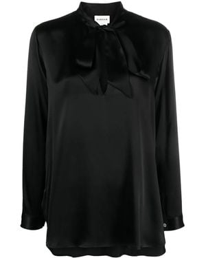 P.A.R.O.S.H. Pussy-Bow Collar Silk Shirt - Black