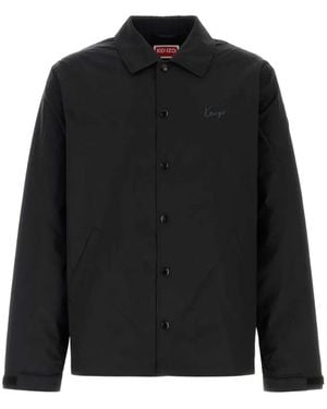 KENZO Logo-Print Press-Stud Jacket - Black