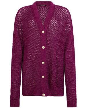 Roberto Cavalli V-Neck Lurex Cardigan - Purple