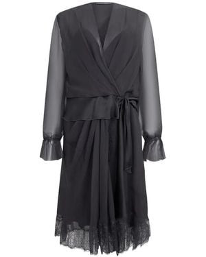 Alberta Ferretti Kleid Mit Sheer-Ärmeln - Grau