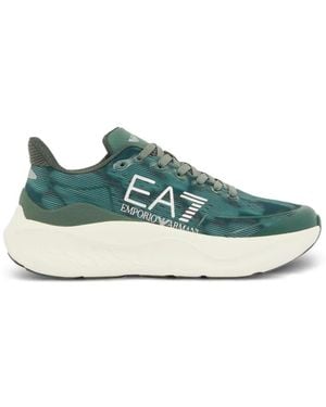 EA7 Logo-Print Panelled Trainers - Green