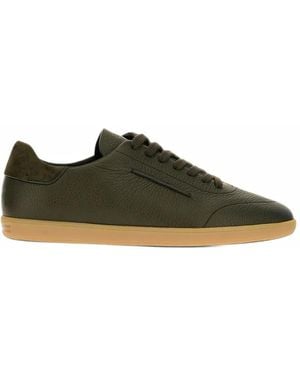 ZEGNA Grained-Leather Trainers - Green