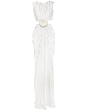 Ana Radu Floral-Appliqué Maxi Dress - White