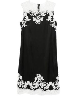 Ermanno Scervino Robe Mi-Longue Bordée De Dentelle - Black