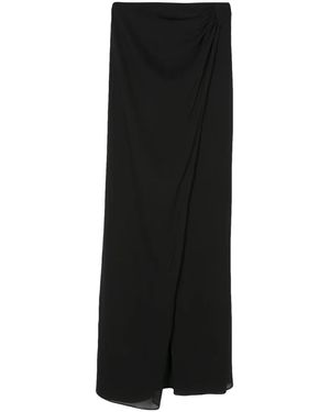 ANDAMANE Draped-Detail High-Waisted Skirt - Black