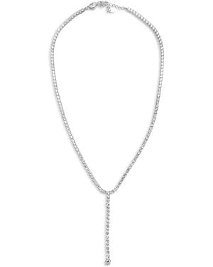 Hzmer Jewelry Rhinestone-Embellished Lariat Necklace - Metallic