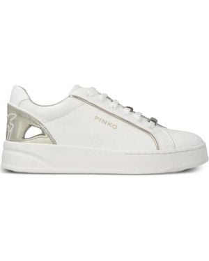 Pinko Logo-Lettering Trainers - White