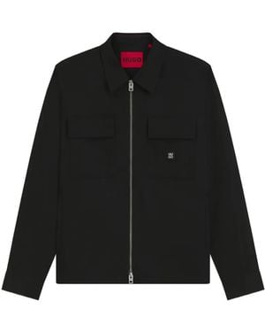 HUGO Oversized-Fit Shirt With Zipper Closure - Black