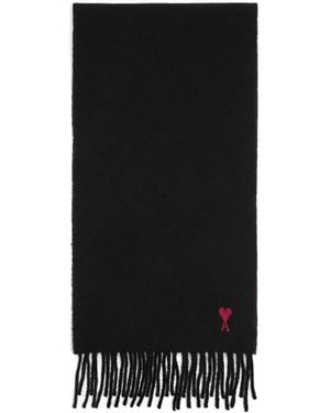 Ami Paris Bufanda Ami De Coeur Con Flecos - Negro