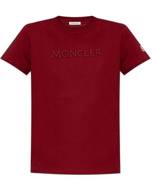 Moncler T-Shirt mit Logo-Stickerei - Rot