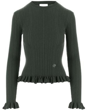 Patou Ruffled Ribbed Sweater - Green