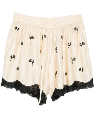 Sandro Pantalones Cortos Bordados Con Ribete De Encaje - Neutro