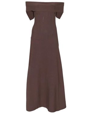 Erika Cavallini Semi Couture Off-Shoulder Corset-Style Dress - Brown