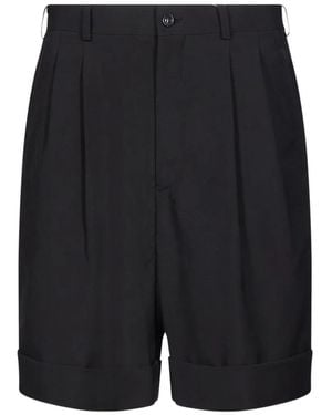 Comme des Garçons Pleated Turn-Up Shorts - Black