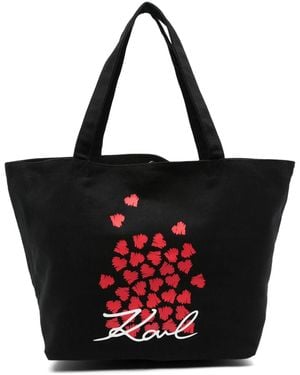 Karl Lagerfeld Heart-Print Tote Bag - Black