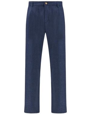 Paul & Shark X Loro Piana Jersey Lucca Chino Met Plooien - Blauw