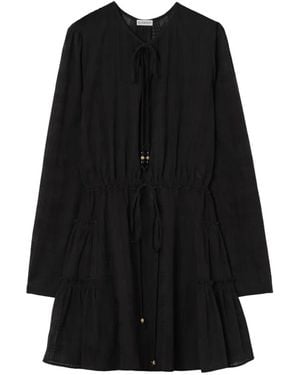Burberry Geruite Katoenen Voile Jurk - Zwart