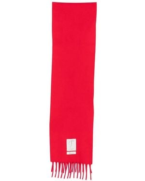Jacquemus Bufanda Con Flecos Y Parche Del Logo - Rojo