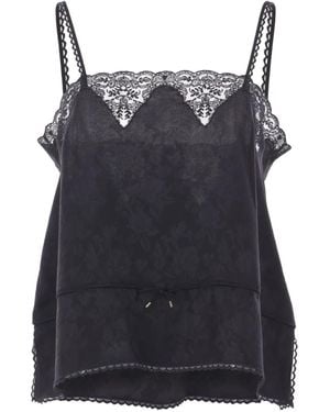 Chloé Lace-Detail V-Neck Top - Black