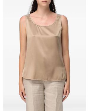 Max Mara Satin-Finish Sleeveless Top - Natural