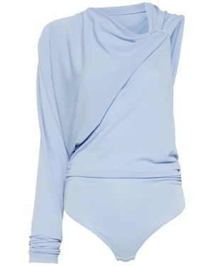 ANDAMANE Serena Draped Bodysuit - Blue