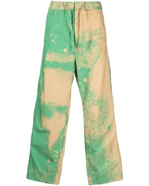 OAMC Spray-Paint Effect Cotton Track Trousers - Green