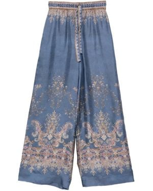 Zimmermann Pantalon Ample À Motif Cachemire - Blue
