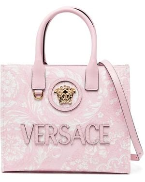 Versace Small La Medusa Printed Tote Bag - Blue