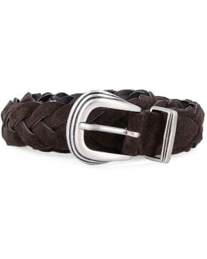 Mancini 1979 John Braided Suede Belt - Black