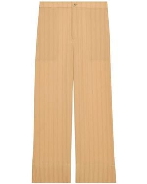 Saint Laurent Pinstriped Wide-Leg Pants - Natural