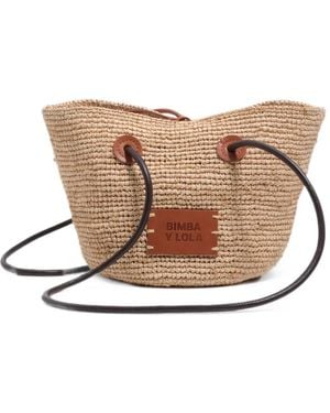 Bimba Y Lola Medium Natural-Raffia Basket Bag - Brown