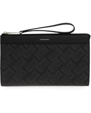 Ferragamo Gancini Clutch Mit Monogramm - Schwarz