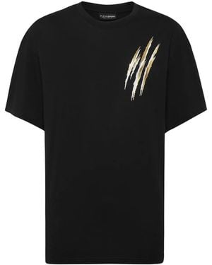 Philipp Plein Claw-Print Cotton T-Shirt - Black