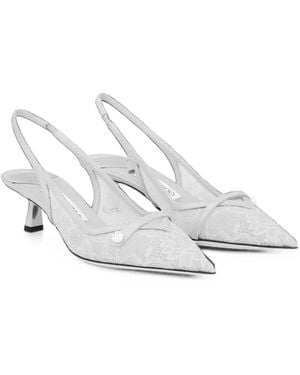 Jimmy Choo Amita Lace Slingback Pumps - White