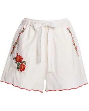 Agua Bendita Pantalones cortos con bordado floral - Blanco