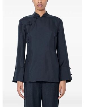 Rohe Mandarin-Collar Asymmetric Shirt - Blue