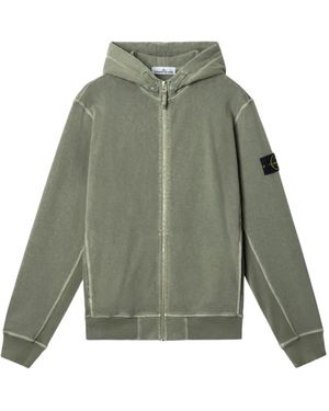 Stone Island Hooded Zip Sweatshirt - Green