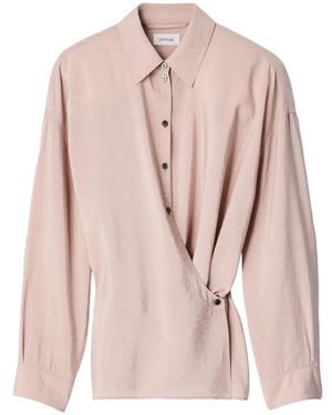 Lemaire Camisa De Seda Con Cuello Recto Y Detalle Retorcido - Rosa