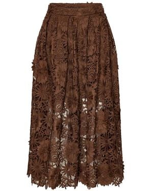 ROTATE BIRGER CHRISTENSEN Floral Lace Midi Skirt - Brown