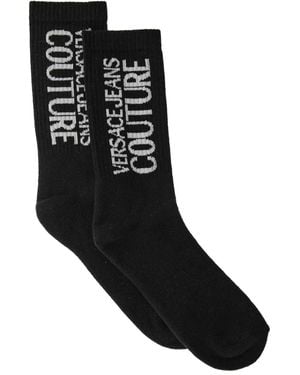 Versace Jeans Couture Logo-Print Ribbed Socks - Black