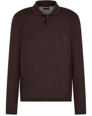 Giorgio Armani Logo-Embroidered Polo Shirt - Brown