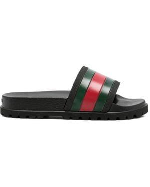 Gucci Sandali Slides Con Decorazione Web - Bianco