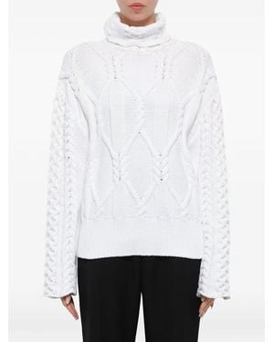 Juun.J Cable-Knit Roll-Neck Sweater - White