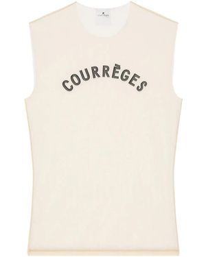 Courreges Logo-Print Sleeveless Top - Natural