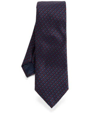 Ferragamo Geometric-Pattern Silk Tie - Blue