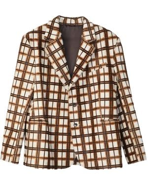 CAMPERLAB Checked Leather Jacket - Brown