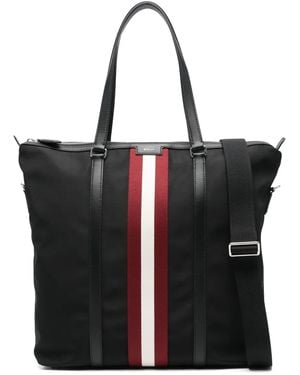 Bally Bolso Shopper Con Detalle A Rayas - Negro