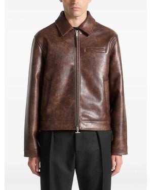 Manière De Voir Laurent Faux-Leather Jacket - Brown