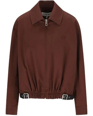 Loewe Cotton And Silk Belted Jacket - Brown